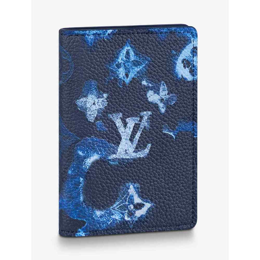 Louis Vuitton Watercolor Ink Blue Monogram Logo Pochette Pocket Organizer Wallet - Picture 2 of 10